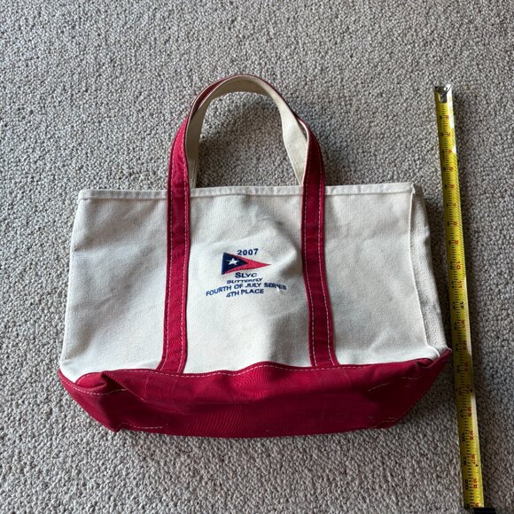 LL Bean Boat & Tote Medium Red Trim | Vintage Nautical Sailing Embroidered - Picture 12 of 12